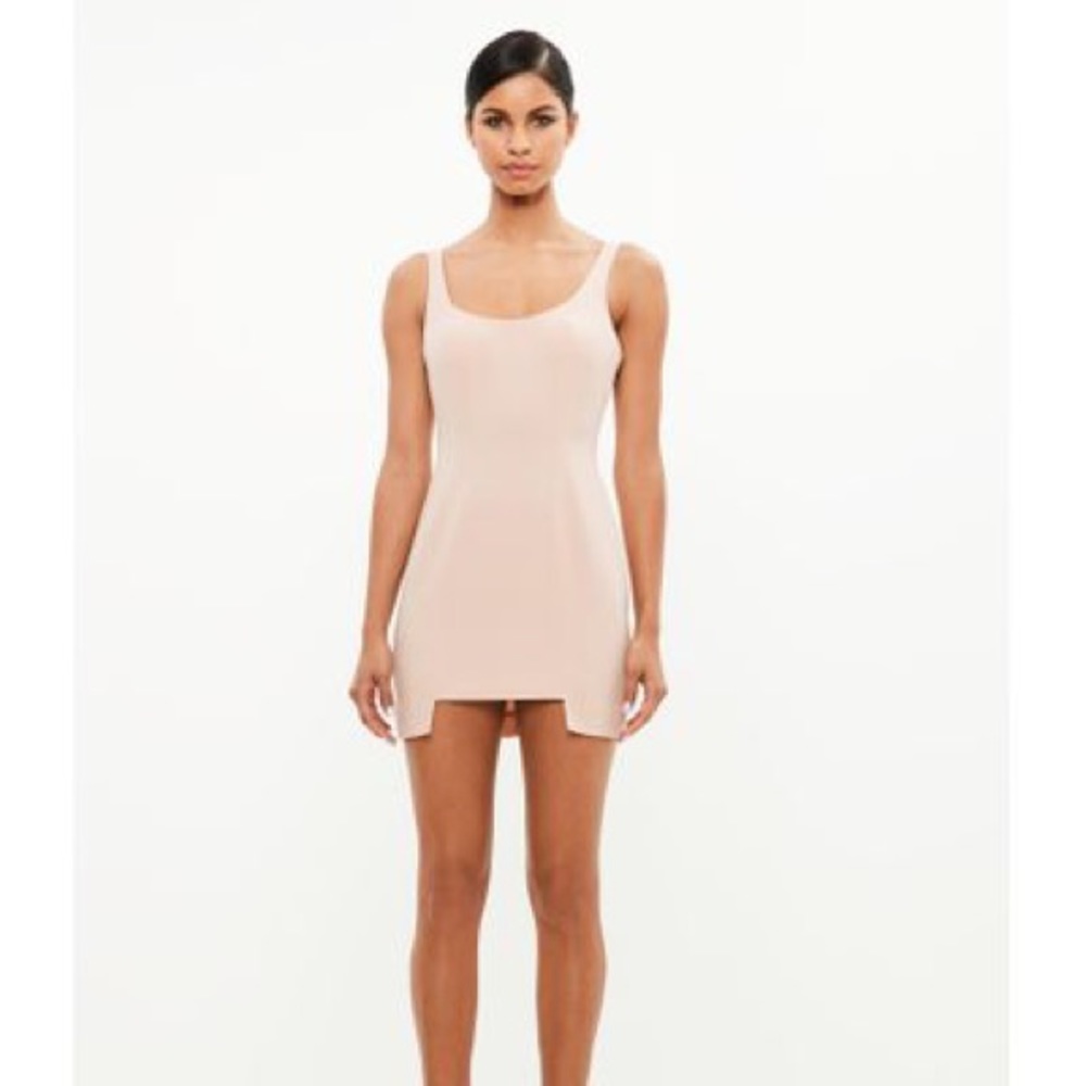 Peace + Love Pink Crepe Detailed Hem Mini Dress